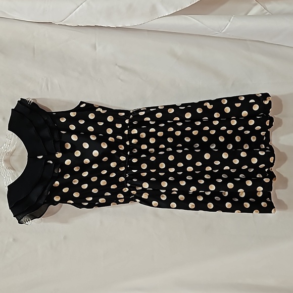 Lauren Conrad, Polka dot mini dress, Ruffles, Black and Peach, Sz 12 - Picture 10 of 10